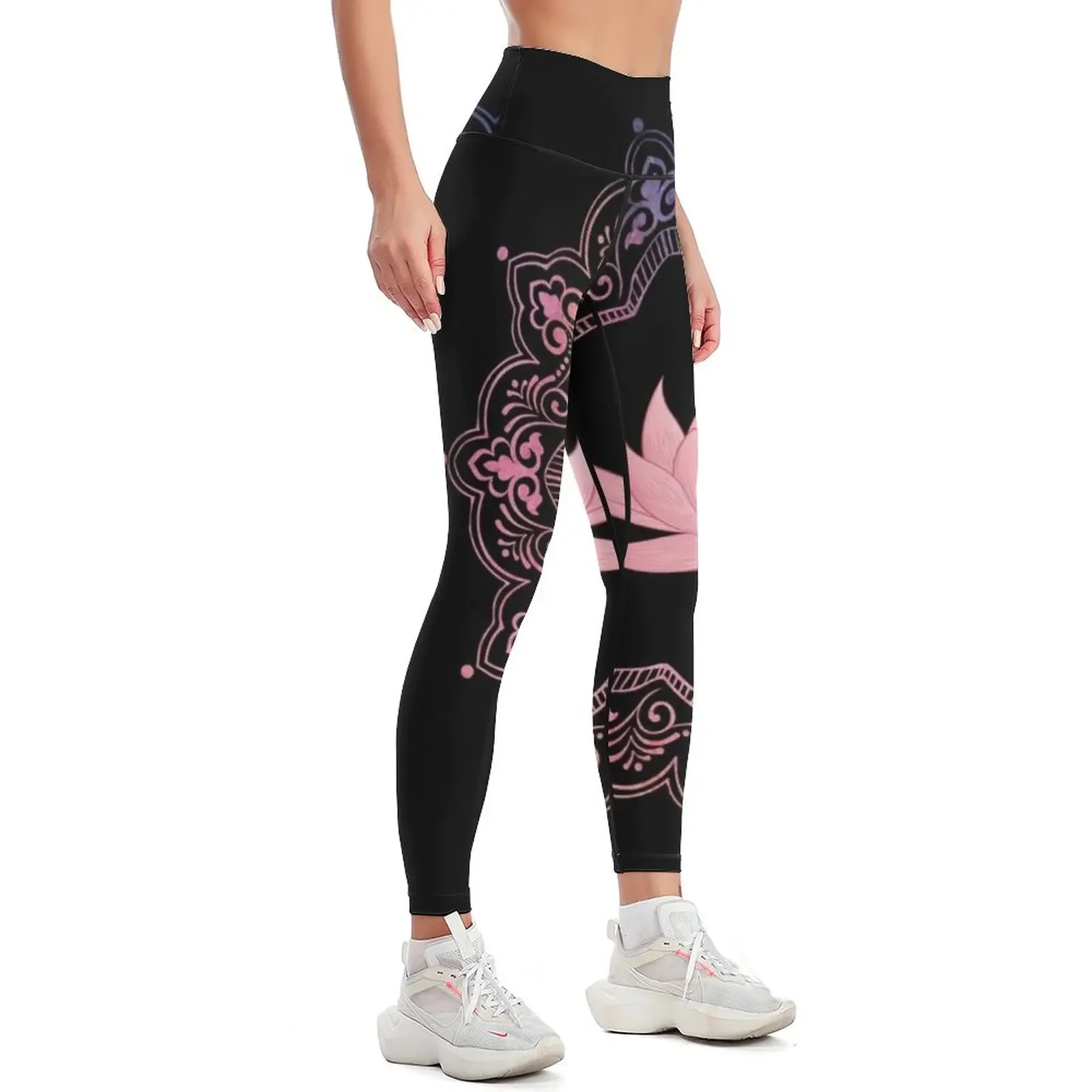 Lotus Mandala | Spiritual Om New Age Buddhist Yoga Meditation Leggings fitness set gym legging gym Womens Leggings