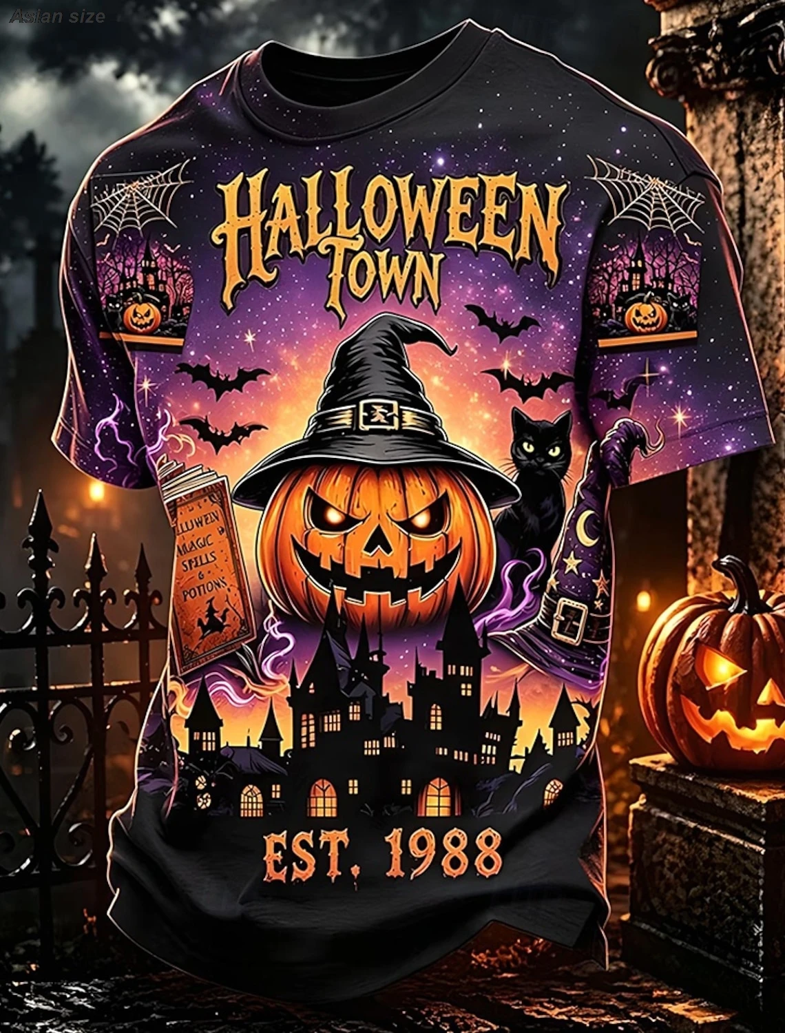 Happy Halloween Boo Crew Pumpkin Black Cat Castle 3D Print T-shirt Unisex Casual Party Short Sleeve Tee