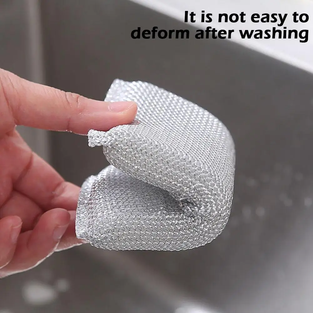 Thickened Metal Steel Wire Scrub Sponge Non-Stick Oil Kitchen Washing Brush Double Sided Reusable Scouring Pad