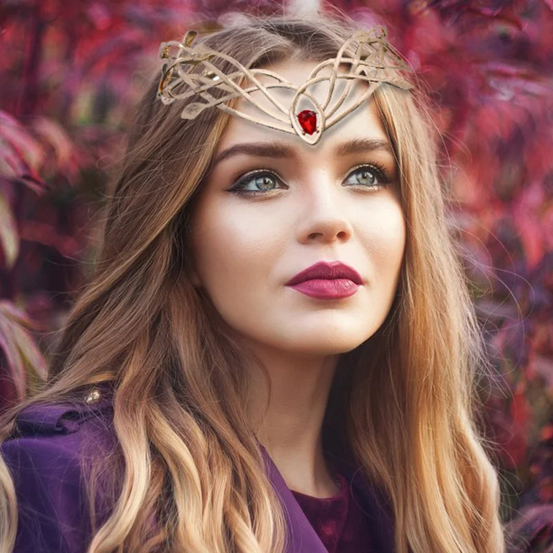 Goddess Cosplay Forehead Round Elves Crowns Tiara Women Man Vintage Leaf Headband Bridal Hair Accessories Crown Wedding Headwear image 6