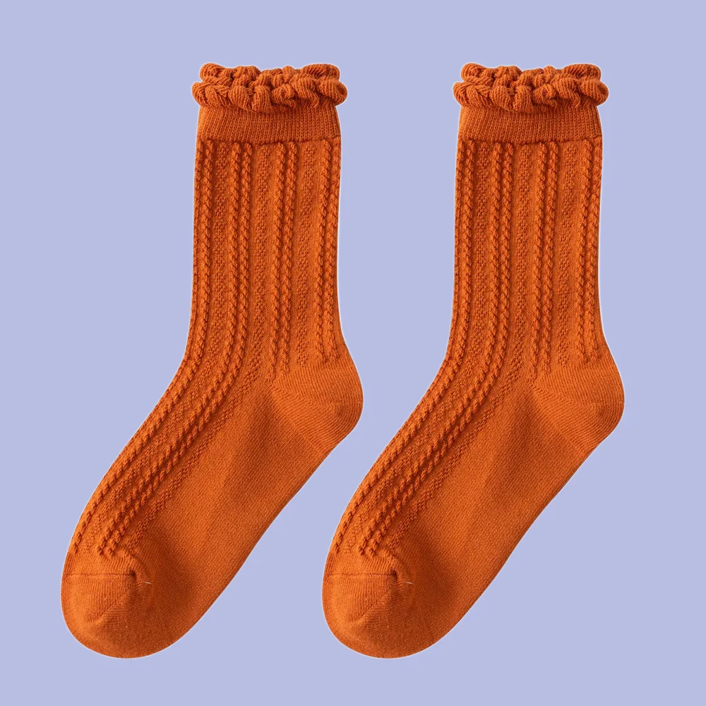 11/22 Paar Damen Socken Retro-Stil Süßigkeiten Farbe Socken atmungsaktive vertikale Streifen Muster Baumwoll socken Herbst neue Damen Socken