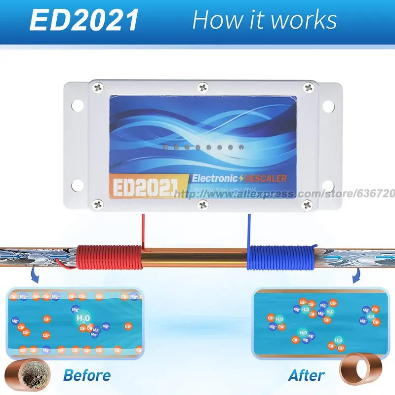 إزالة الترسبات المائية للمنزل بالكامل، مكيف مياه صلب إلكتروني بديل خالٍ من الملح، يقلل من مقياس الليموني يمنع بناء الودائع