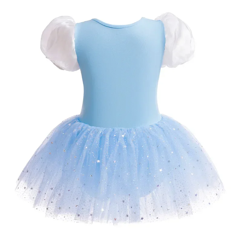 Blue Fairy Dancing Dress Kids Girls Mesh Tutu Ballet Dance Costume con apertura sul cavallo Stage ginnastica body Ballerina Dancewear