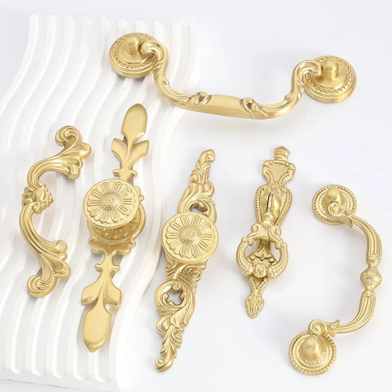 Cupboard Cabinet Handle Solid Brass Nordic Style Drawer Knobs Kitchen Pull Closet Furniture Knob Brass Copper Suitcase Hardware