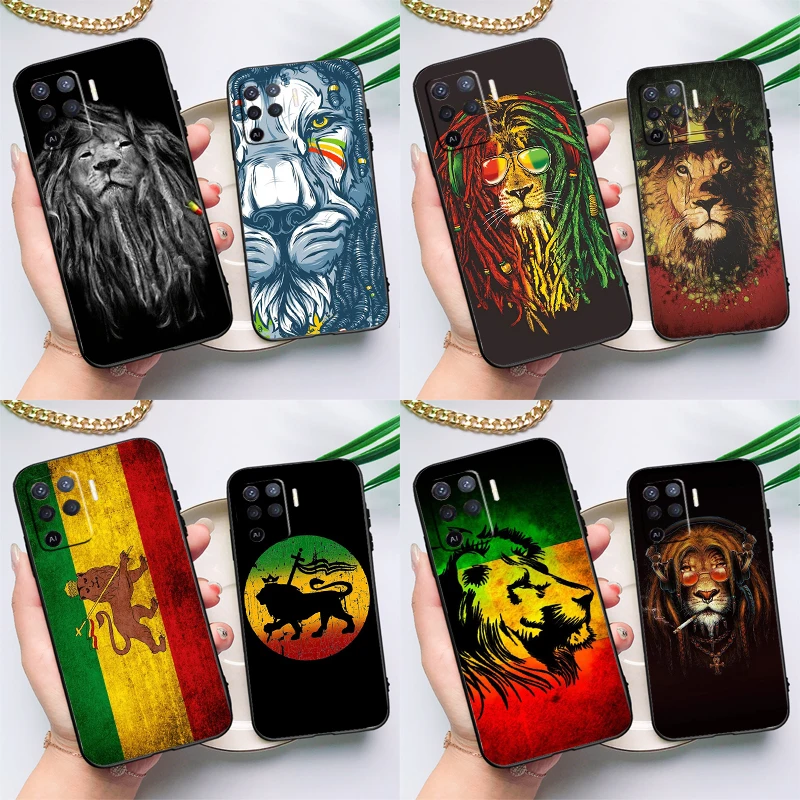 Rasta Lion Reggae Bob Marleys Case For OPPO A17 A57 A77 A78 A15 A16 A52 A72 A76 A96 A74 A94 A5 A9 A31 A93 A54S A53S A57S