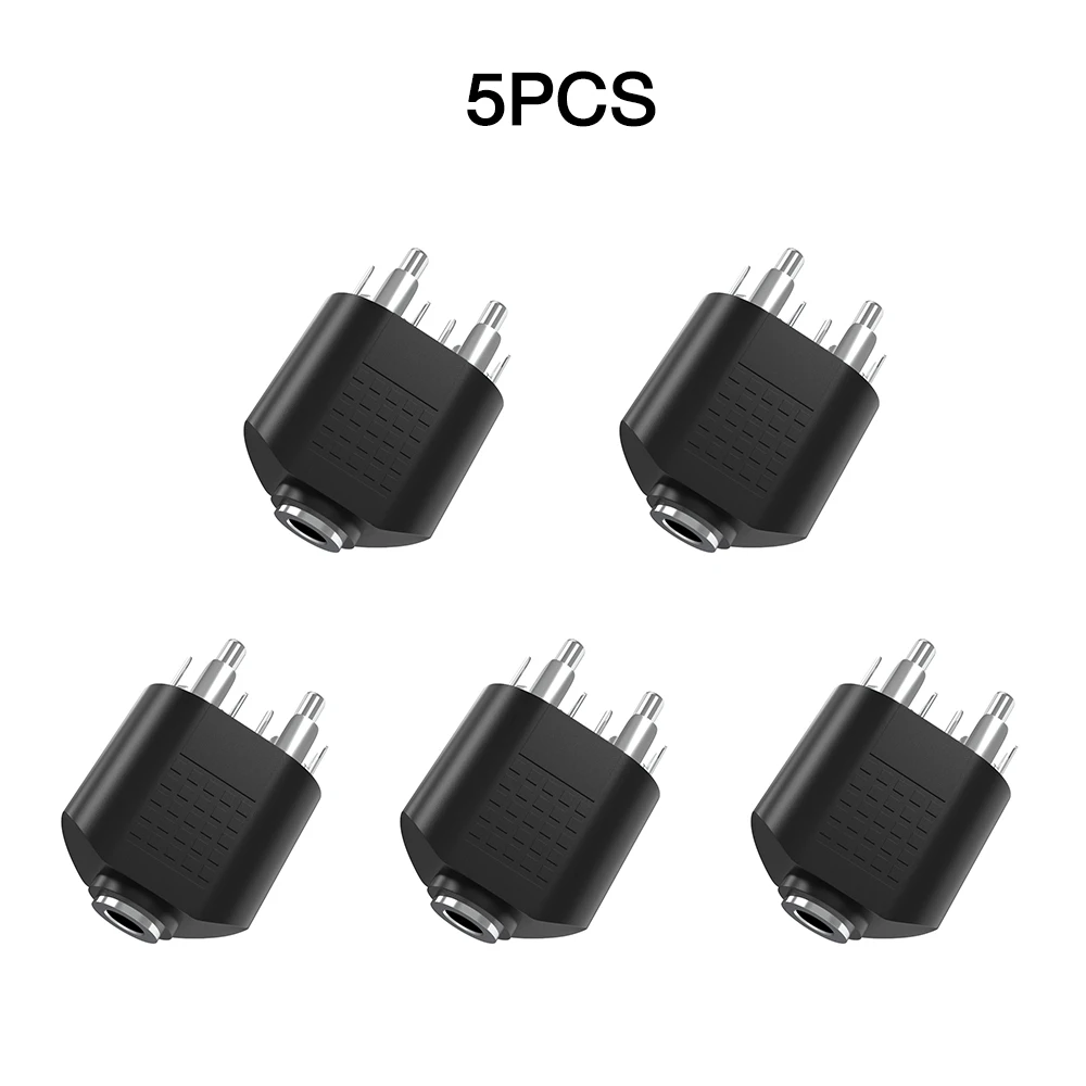 5pcs Silver 3.5mm Female to 2 RCA MALE Stereo Audio Adapter Connector Convertor Sound Voice Jack Socket Plug  3.5 MM Silver plat