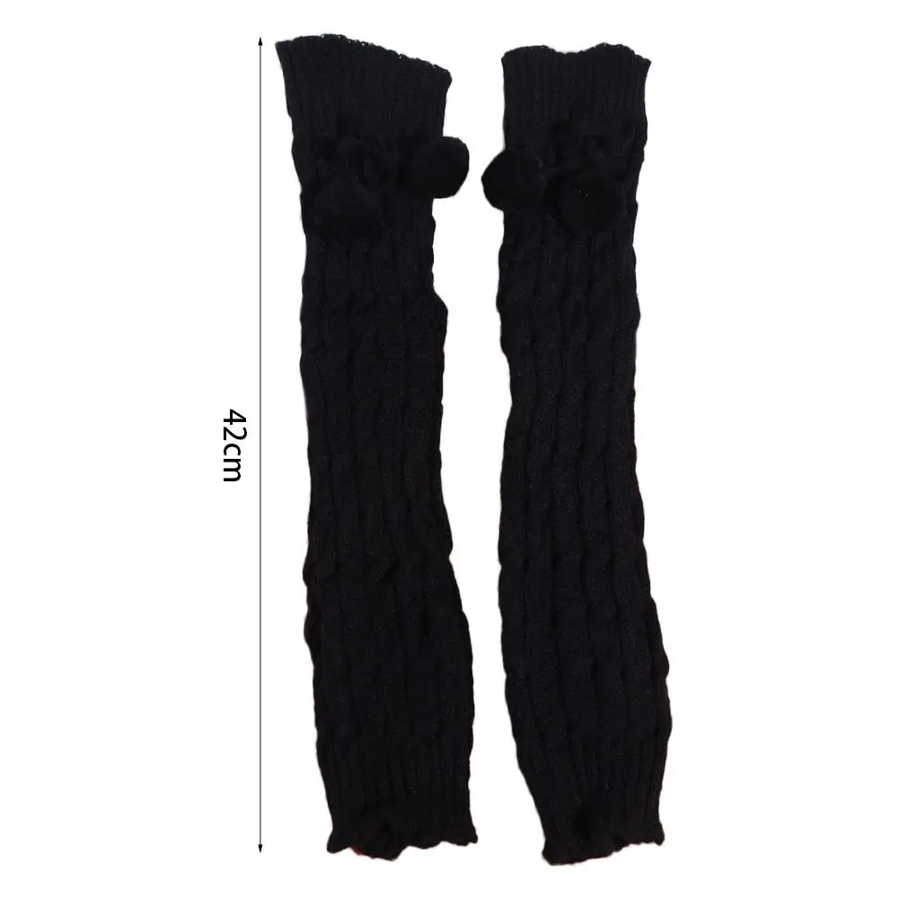 Sweet Y2K 레그 워머 여성 플러시 볼 두꺼운 발레 코어 스타킹 Footcover Warm Lolita Bowknot Leg Warmer Winter