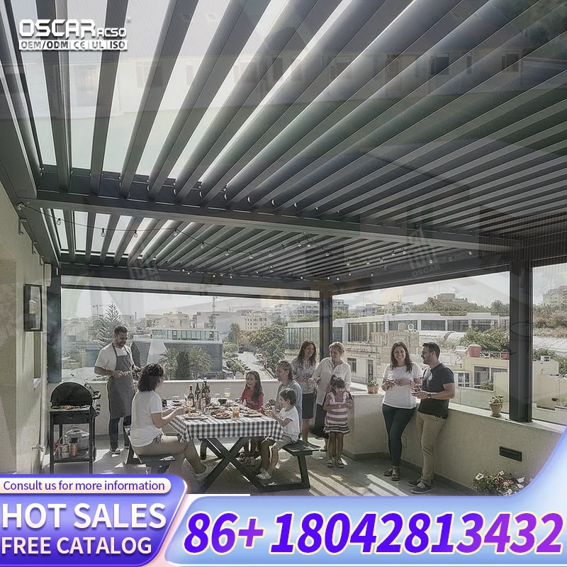 Aluminum Louvered Pergola Outdoor Waterproof Bioclimatic Motorized for Garden Patio Backyard pergola
