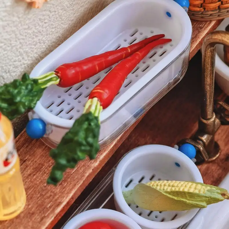 1/12 Scale 5Pcs Dollhouse Simulation Storage Basket Model Lifelike Tiny Decor for Miniature Home Scene Layout Craft Lovers Gifts