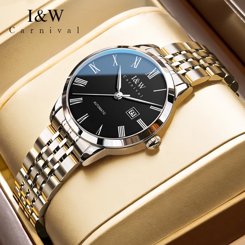 

Карнавальный бренд IW, высококачественные женские механические часы из нержавеющей стали, водонепроницаемые модные часы, роскошные сапфировые часы для женщин