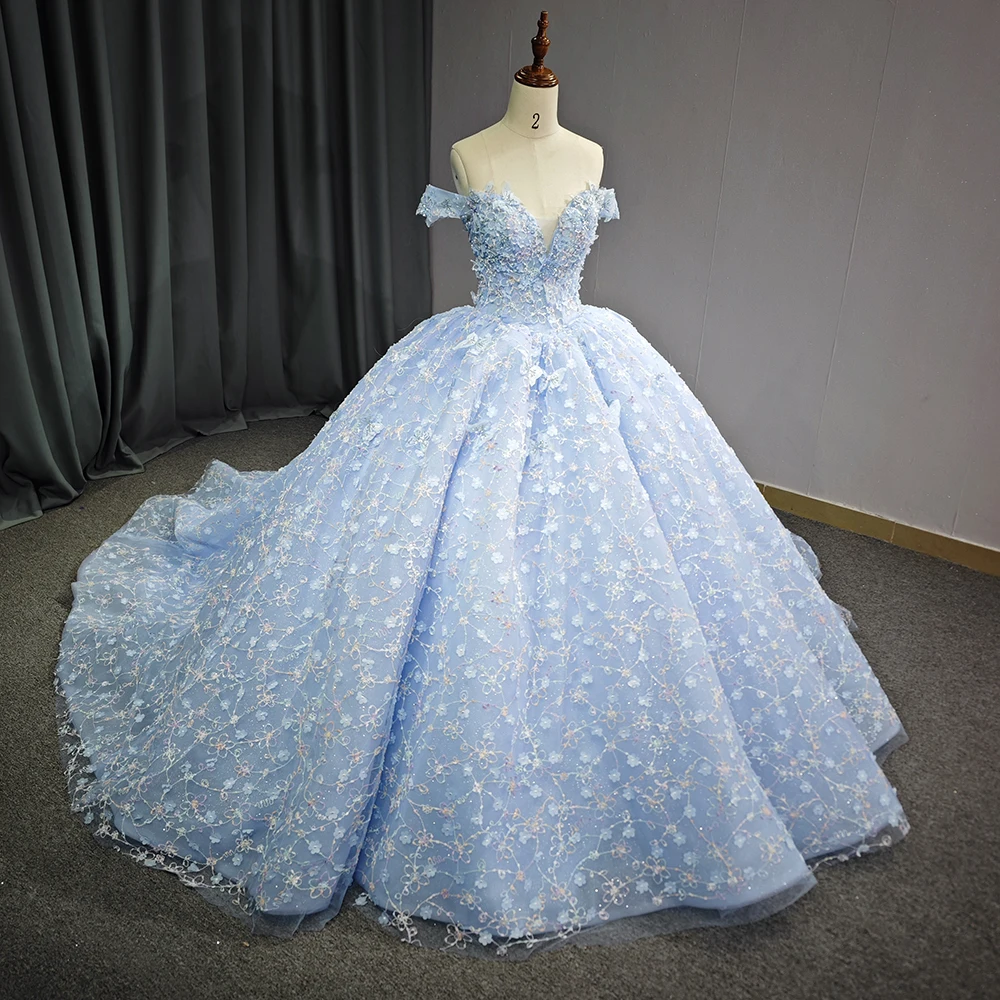 Vestidos De 15-letnia suknia balowa Quinceanera sukienki Off The Shoulder wielowarstwowa frezowanie księżniczka dziewczyna sukienka na imprezę dostosowane DY6578