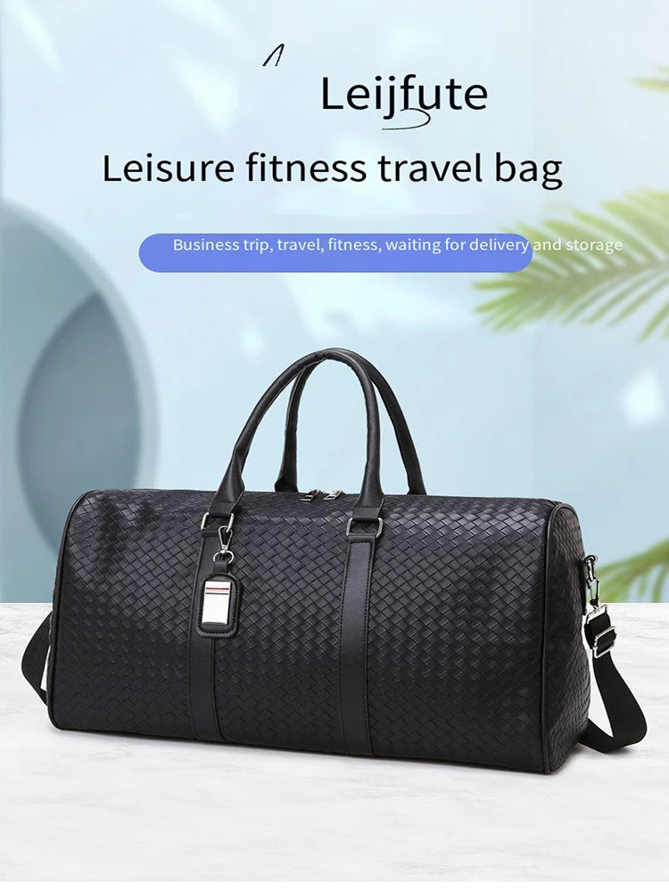 pu-luggage-bag-business-travel-men's-travel-bag-large-capacity-high-end-feeling-travel-soft-leather-training-and-fitness-bag