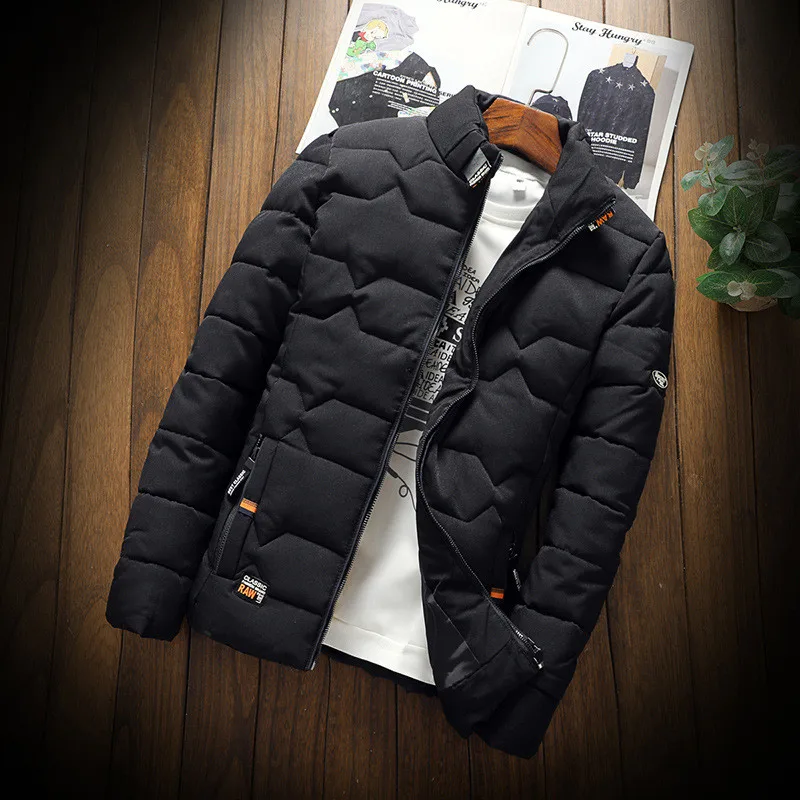 Autumn Winter Jacket Men Thicken Warm Cotton-padded Mens Jackets Slim Fit Stand Collar Youth Winter Jackets and Coats For Me