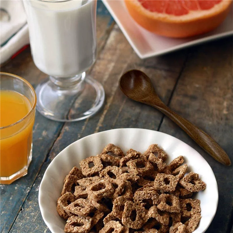 ABWR- ملاعق خشبية صغيرة، 18 قطعة 5.3 بوصة ملاعق شوربة طبيعية ملعقة خشب الخيزران لتناول الطعام، تقديم خلط البهارات المصنوعة يدويًا