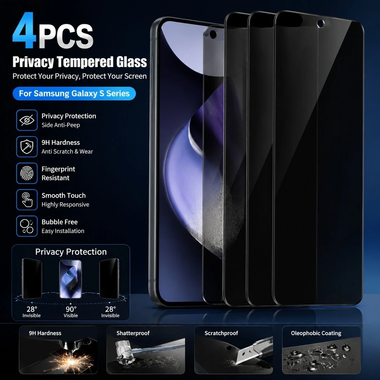 4PCS Privacy Tempered Glass For Samsung Galaxy S26 Ultra S22+ S23 Anti Spy Screen Protector For Samsung Galaxy S26 FE S25 Ultra