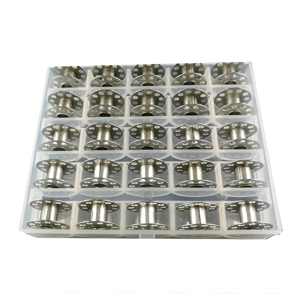 25Pcs/Set Empty Bobbins Sewing Machine Plastic Case Storage Box for Sewing Machine Spools with Thread Storage Case Sewing Tools