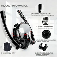 Máscara de snorkel de cara completa para adultos Tubo de respiración doble 180 °   Visión panorámica de ojos anchos Aventuras avanzadas antivaho para nadar a prueba de fugas