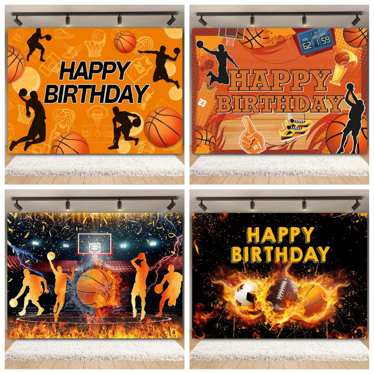 Boy's Birthday Party, Basketball Court Theme, Background Decoration, Passionate Sports Meet, Photography Props, Posters, Banners