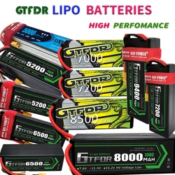 GTFDR 3S 4S 5S 11.1V 11.4V 18.5V 14.8V 5200mAh 6500mAh 7200mAh 7000mAh 8000mAh 8500mAh 9400mAh HV grafene LCG Deans XT90 EC5