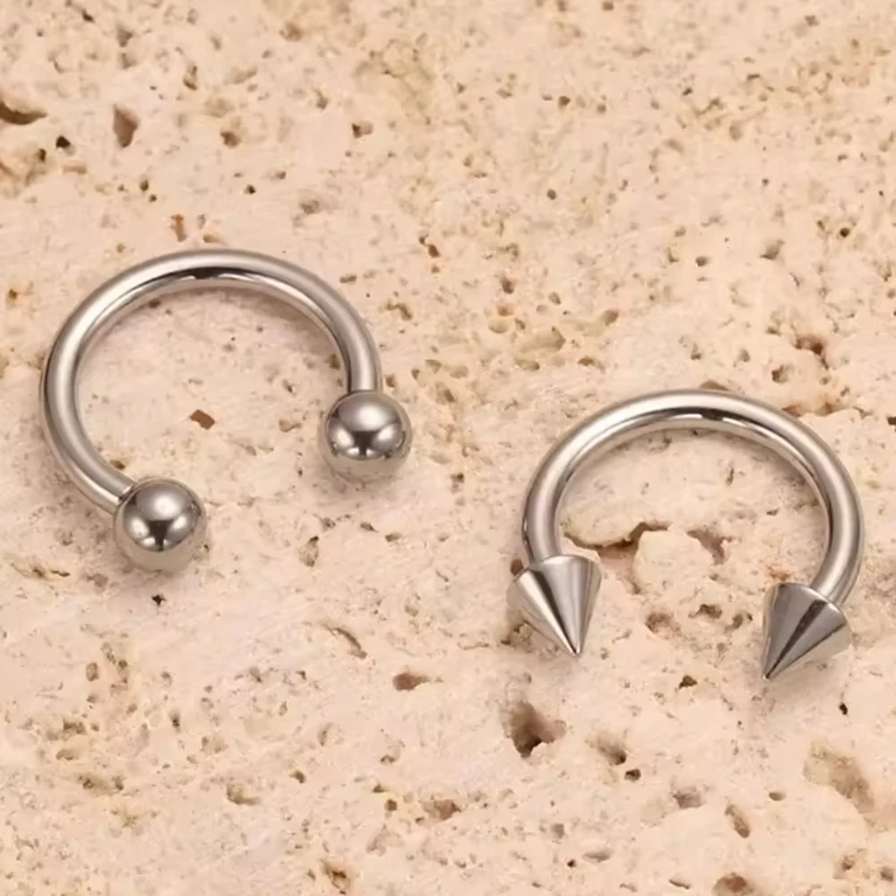 5pcs F136 Titanium Horseshoe Shaped Piercing Internal Threaded Nose Ring Tongue And Lip External Ear Canal Piercing Jewelry