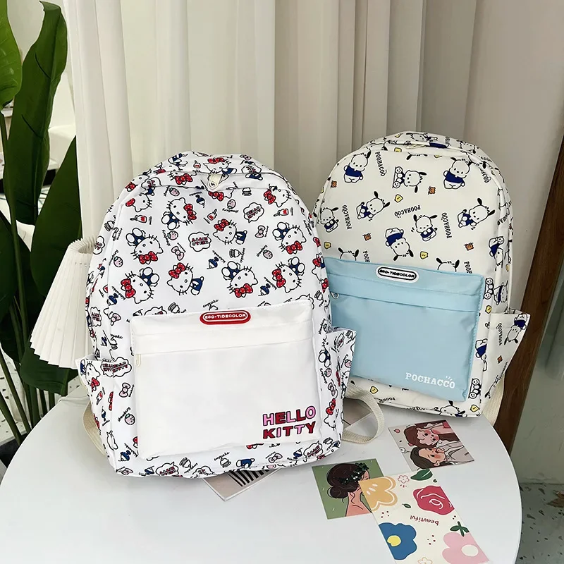 

Hello Kitty Fashion Backpack Trendy Cartoon Design Large Capacity Multifunctional School Backpack Casual Travel Commute Knapsack