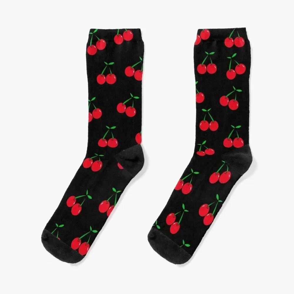 

Cherries 2 (on black) Socks gifts Novelties essential Designer Man Socks Women's