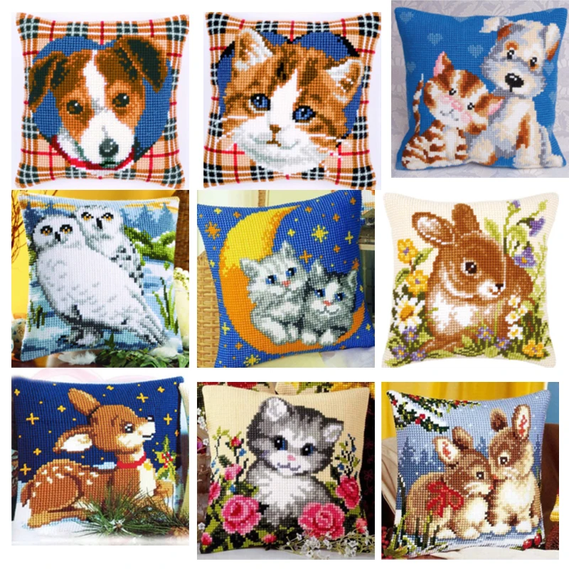 

Unfinished Embroidery Tapestry Pillow Kit, Cotton Canvas Cushion, Front Cross Stitch Pillowcase, Selling 60