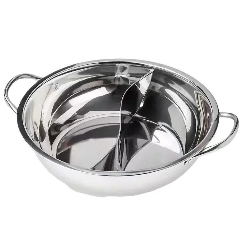 Aço inoxidável Cooking Pot Divisor, Fogão, Indução Hotpot, Dividido Panelas de Cozinha, Flavor Pan, 2 Sopa Chinesa, Dual