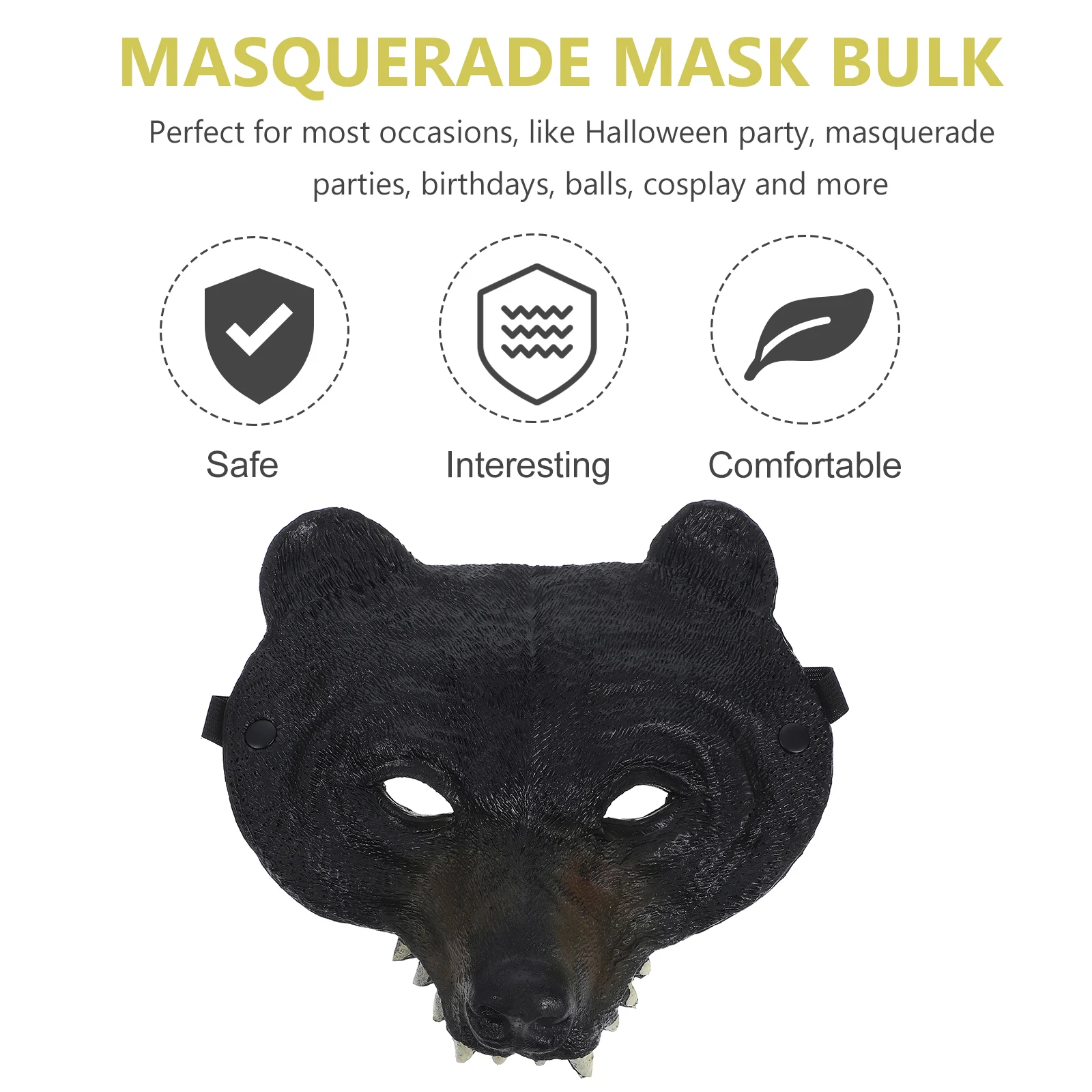 Halloween-kostuums Zwarte beer Masker Feestmaskers voor volwassenen Maskerade Mardi Gras Craft Facial Bulk Kit Kind