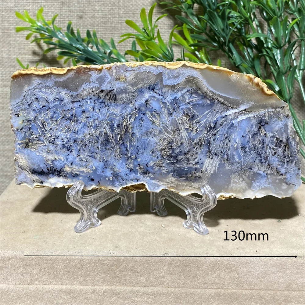 Crystal Natural Hair Agate Slab Slice Quartz Minerals Home Decoration Stone Reiki High Quality Beauty Healing+ Stand