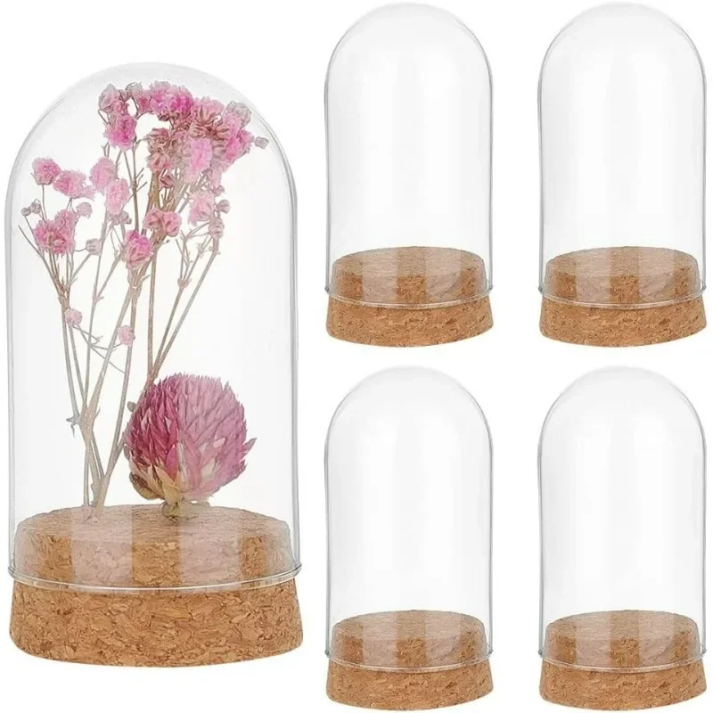 Glass Display Dome Cloche, Glass Bell Jar with Cork Base Small Glass Bottles Dome Decorative Jars Display Case for Flower