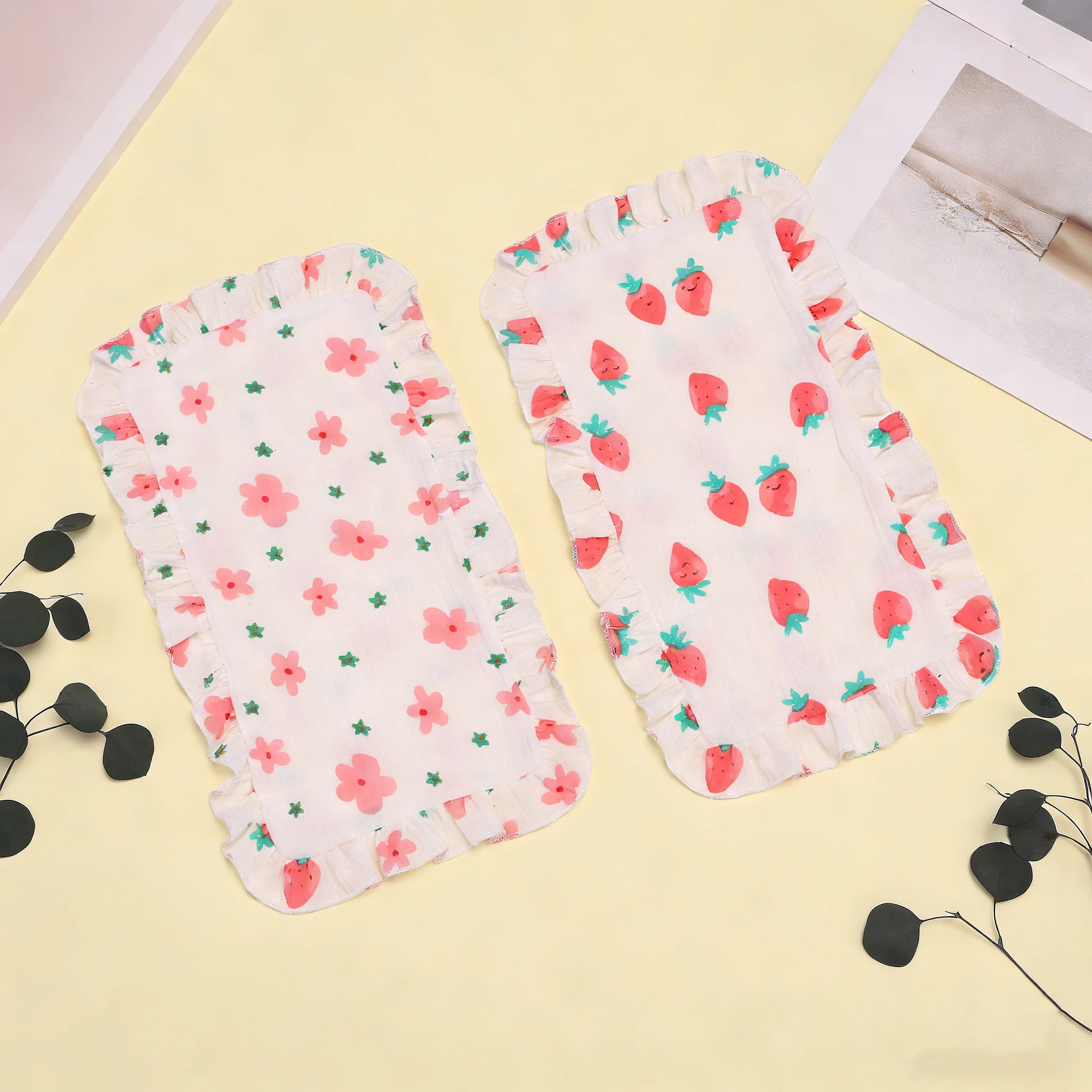 2-piece soft cotton gauze shoulder towel baby burping pad ruffled newborn burping towel bib burp cloth