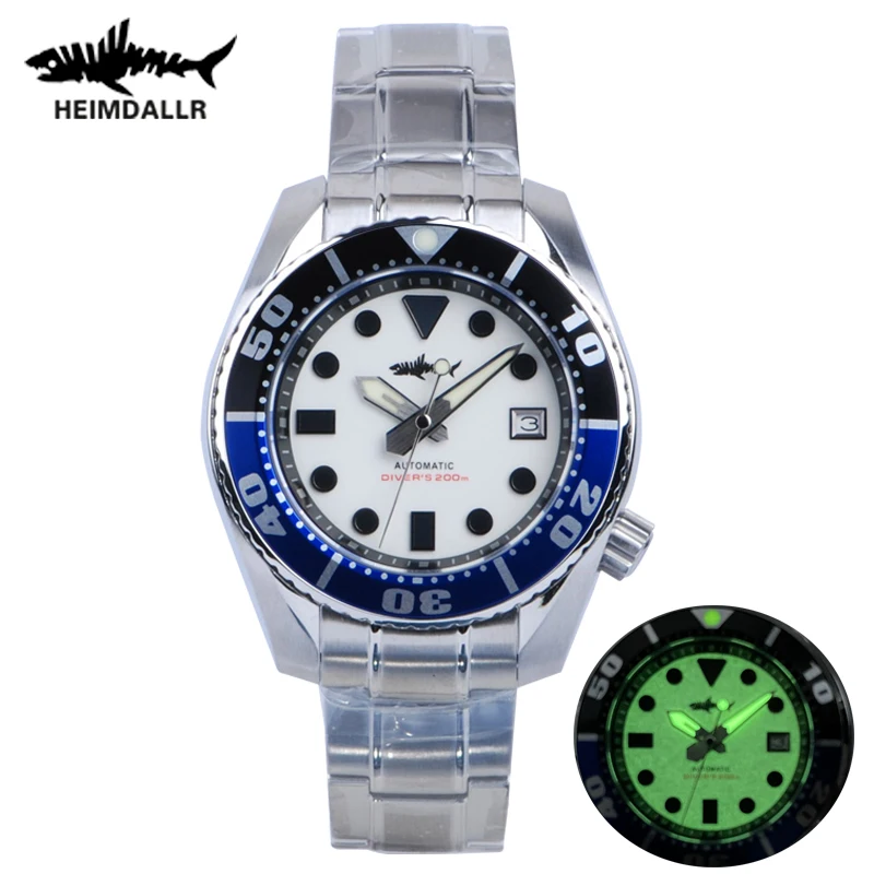 Heimdallr Watch Men NH35A Mechanical Watches Aluminum Bezel Sapphire Full Luminous Dial MM200 Diving Watches for Men Automatic