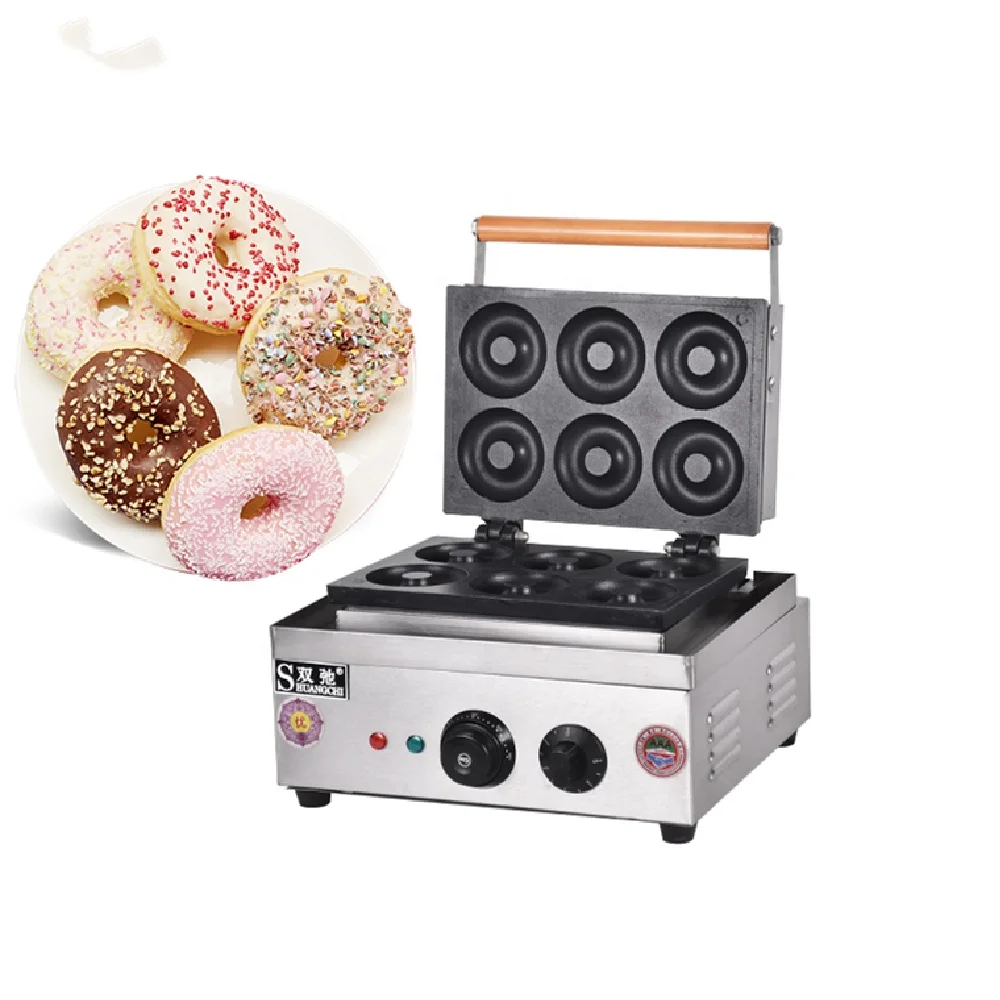 Commercial 6pcs Donut Waffle Machine New Industrial Snack Equipment Doughnut Crispy Machine and Other Snack Machine