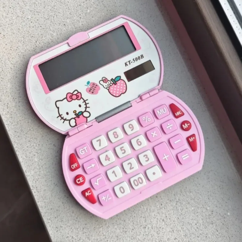 

Hello Kitty Electronic Calculator Cute Cartoon Creativity Fold Flip Cover Calculator Student Learn Mathematics Essential