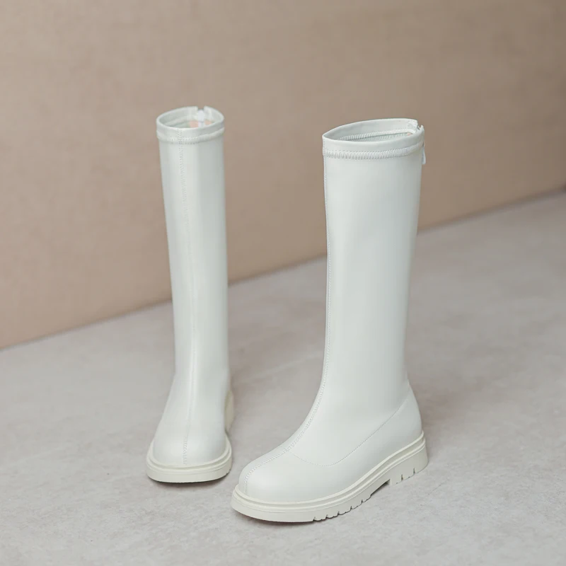 New Children Fashion Boots Autumn Winter Kids Shoes Girls Lining Plush White High Long Boots Princess Performance Student Black