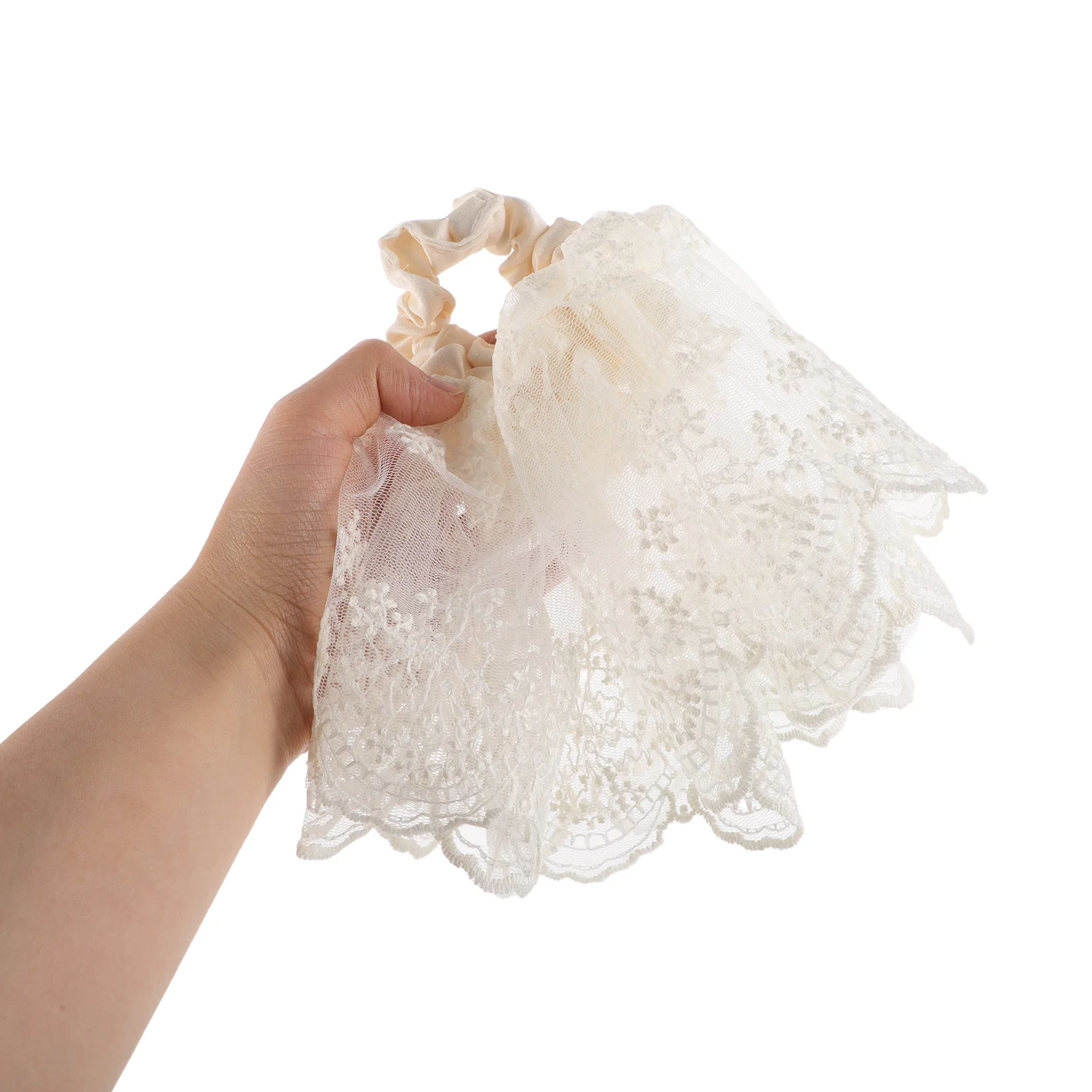 

Oversized Double-Layer Lace Hair Scrunchy Soft Elastic Ponytail Holder for Low Bun French Style Lady Hair Accessories for Daily