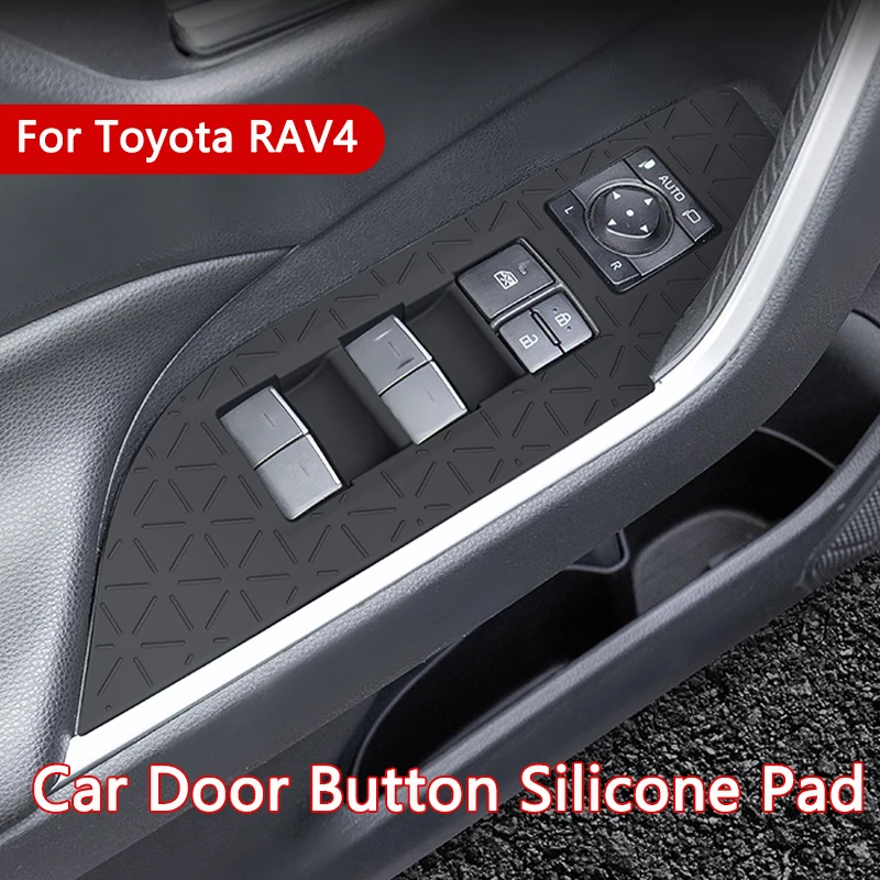نافذة السيارة رفع لوح أزرار حصيرة سيليكون حماية المضادة للانزلاق الباب لوحة أزرار الوسادة صالح لتويوتا RAV4 20-25 الملحقات الداخلية