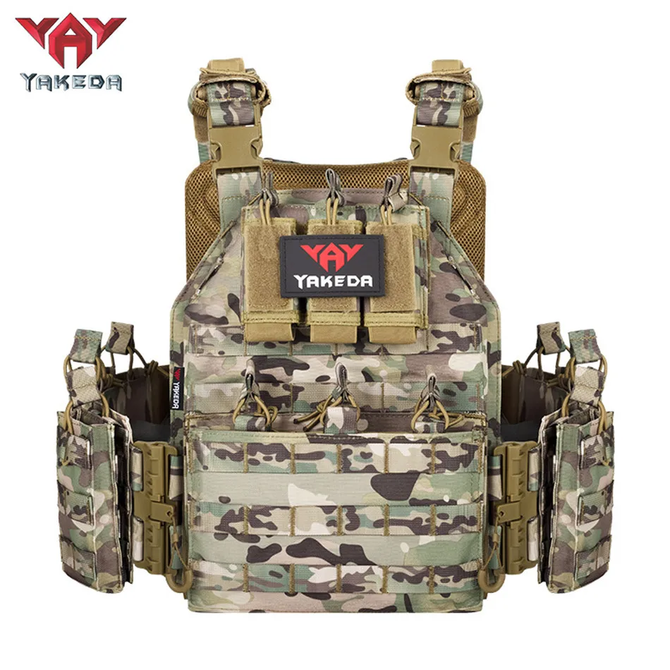 

YAKEDA Tactical Quick Release Vest Outdoor 1000D Breathable Camouflage Hunting CS Equipment MOLLE System Tactical Chest Rig