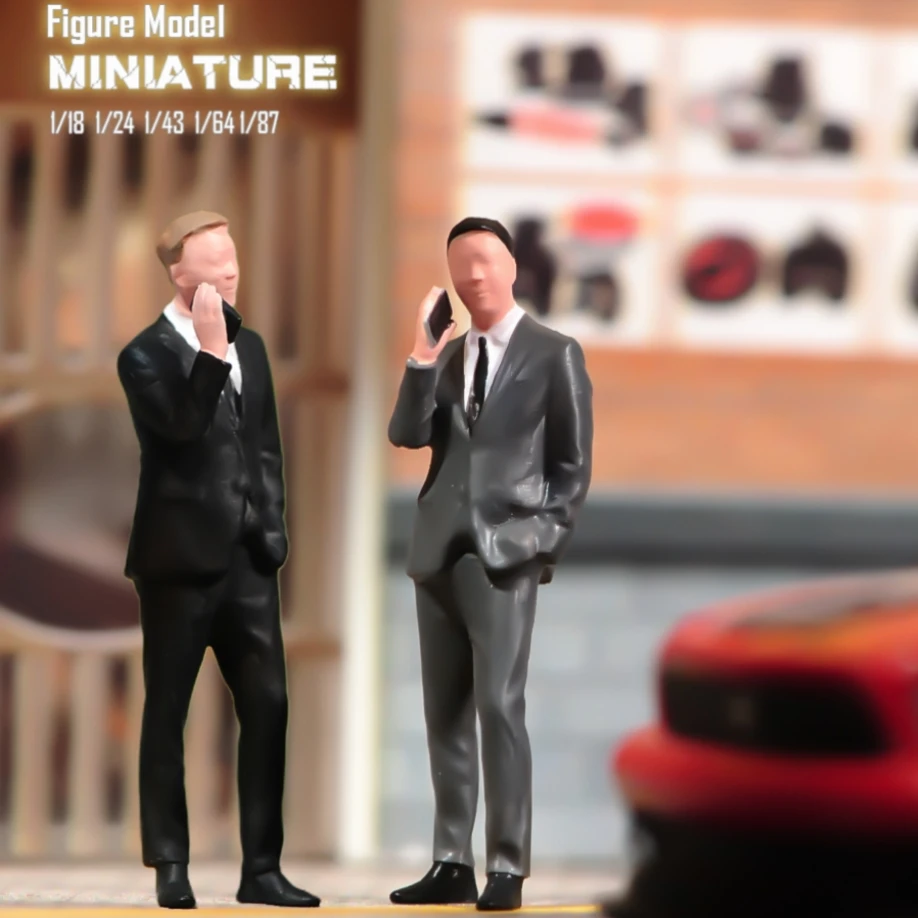 

Man Miniature Model 1/87 1/64 1/43 1/24 1/18 Wearing High Suit Boss Making A Phone Call Street View Decoration Of Car Toy