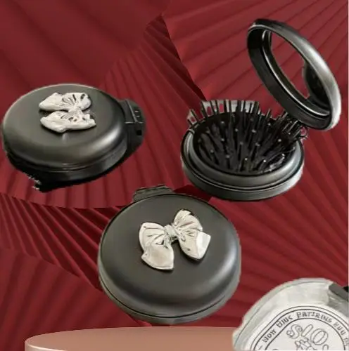 

Portable Fashion Bow Round Hair Mini Comb Hair Salon Hairdressing Massage Folding Hair Brush Air Cushion Comb Makeup Beauty Tool