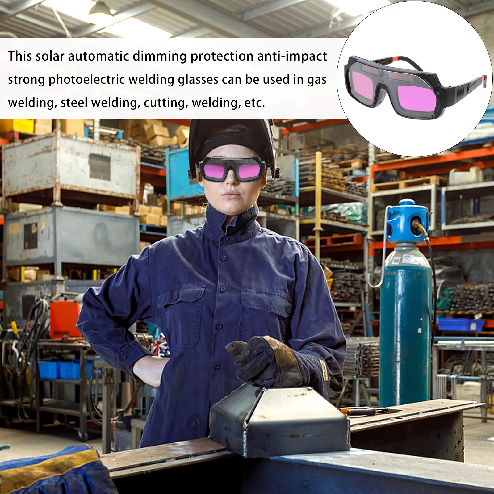 1Pcs Welding Goggles Auto Darkening Protective Safety Glasses Solar Rechargeable Lens for Gas Steel Cutting Grinding Work
