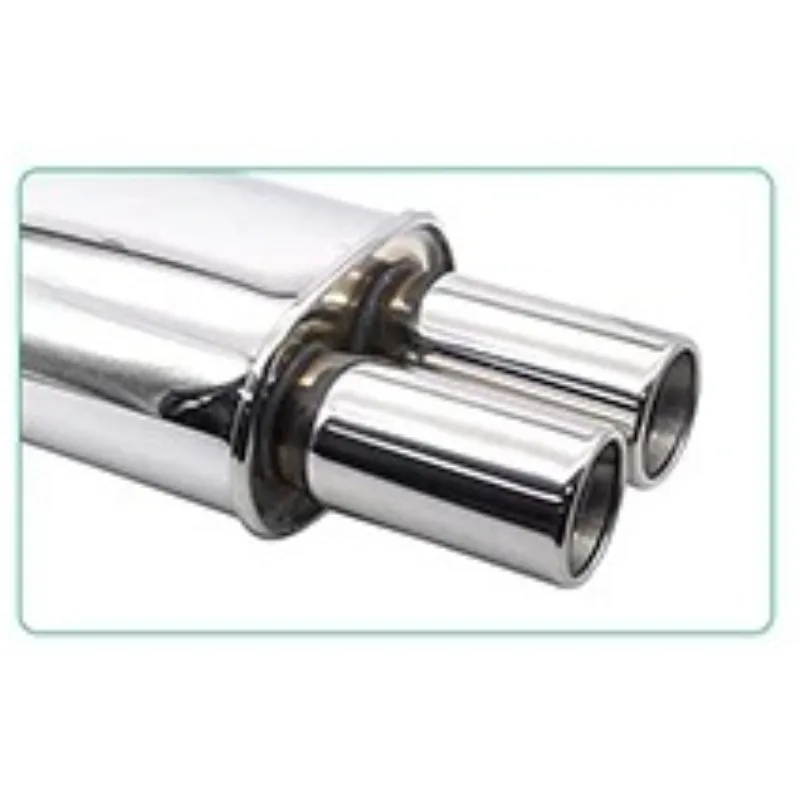Stainless Steel Car Exhaust Muffler Pipes Racing Sport Tailpipe System Turbo Sound Boost Mufflers Tips Double Inlet Outlet