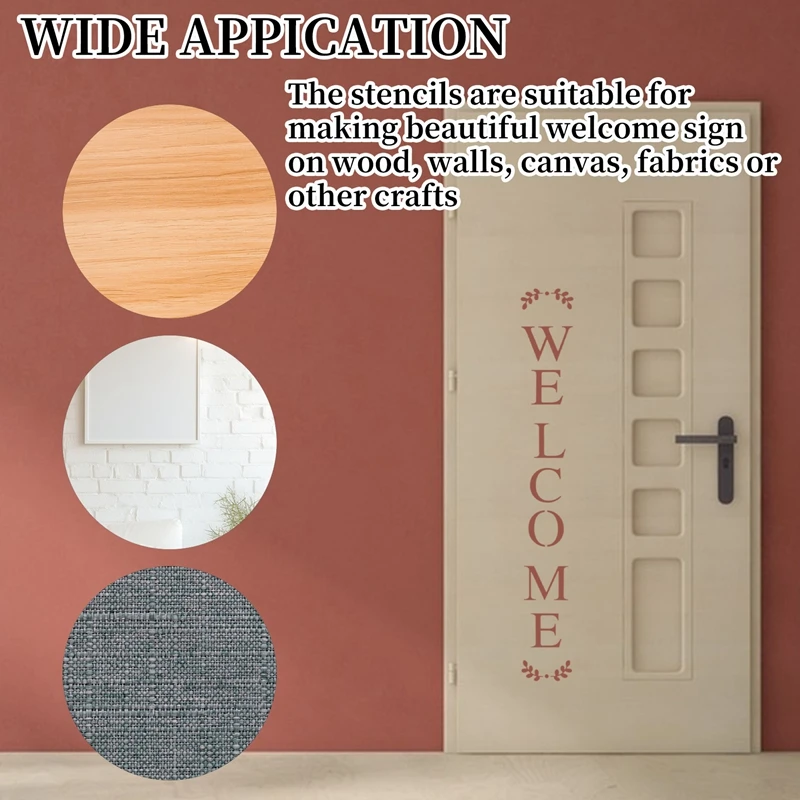 Stencil per cartello di benvenuto, stencil per lettere grandi per dipingere su legno, cartello riutilizzabile per portico e decorazione verticale della porta d'ingresso