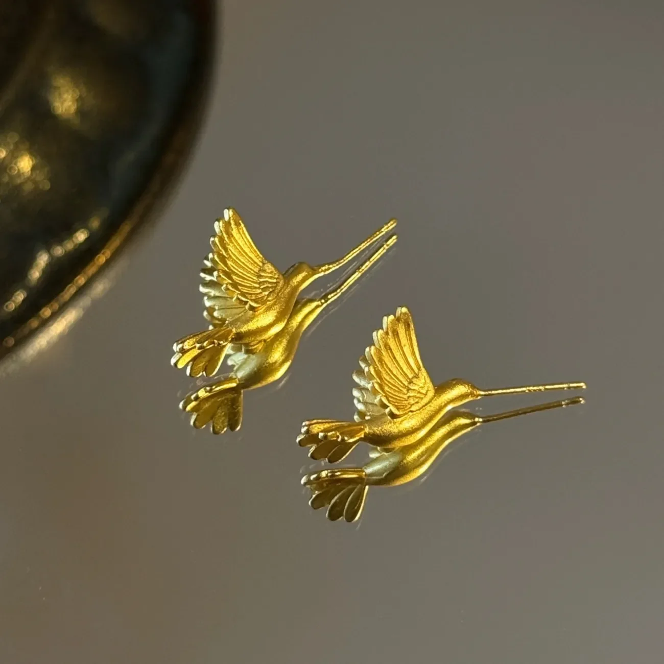 925 silver needle hummingbird ethnic style retro national style design temperament niche high-end exquisite earrings earrings