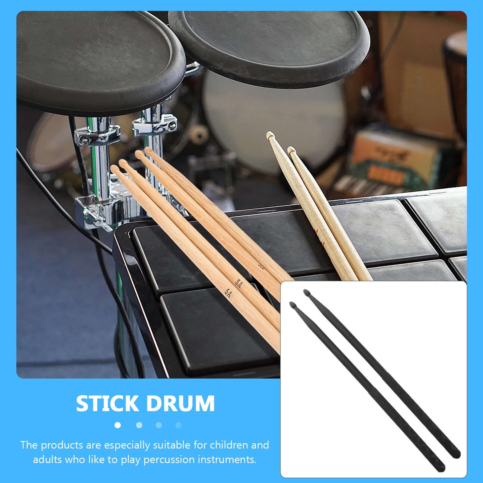 

1Pair Anti-Skid Drum Stick Nylon Drumsticks for Electronic Traditional Drums Lightweight Drumming Equipment Practice Sticks