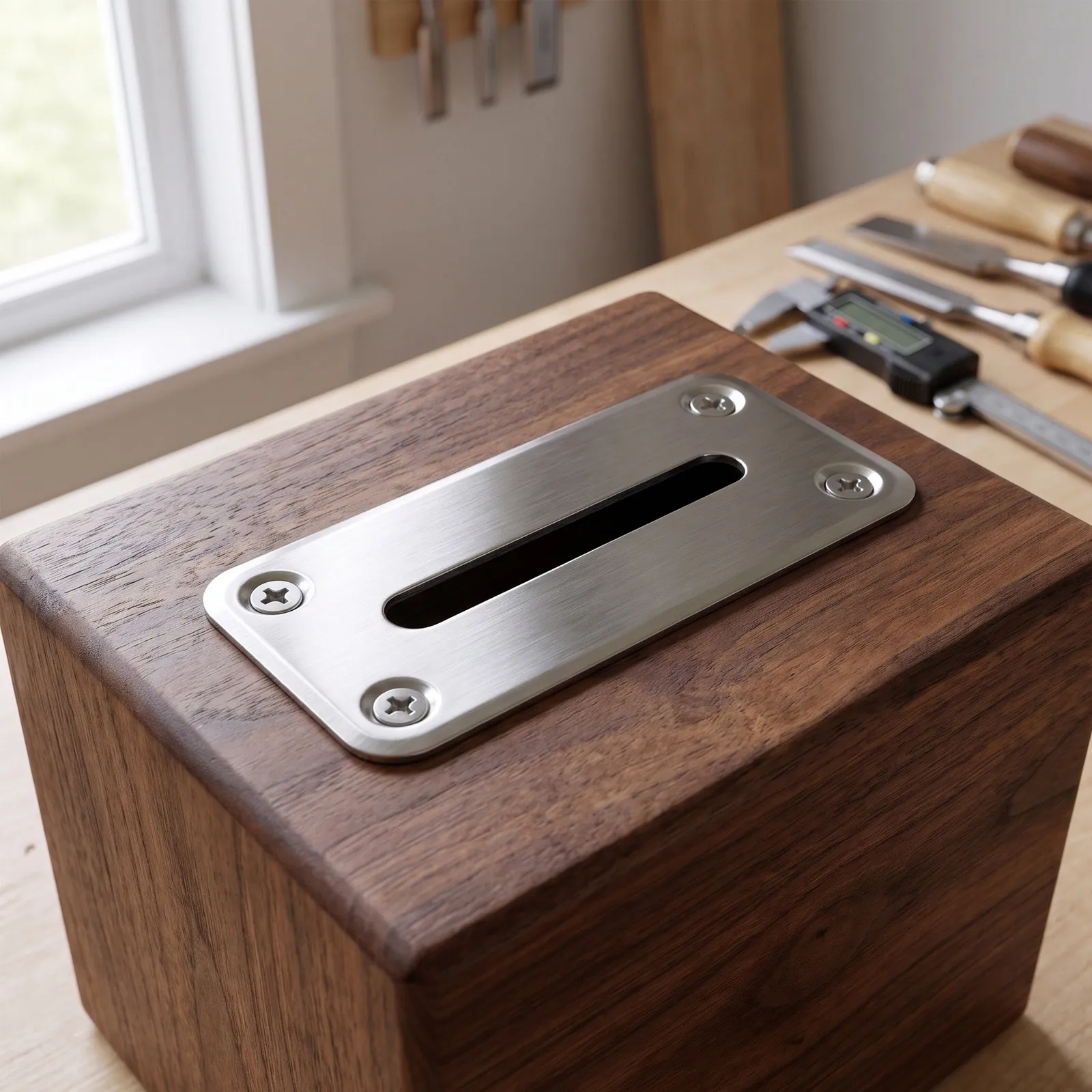 2Pcs Stainless Steel Piggy Bank Coin Slot Insert Metal Money Jar Slot Mount DIY Replacement Coin Slot Part for Cash Safe Tank