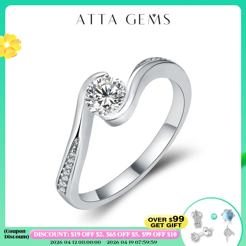 

Мужское кольцо ATTAGEMS, 5,0 мм, круглый бриллиант, Муассанит, античное стандартное серебряное кольцо для свадьбы, ювелирные украшения Woemen