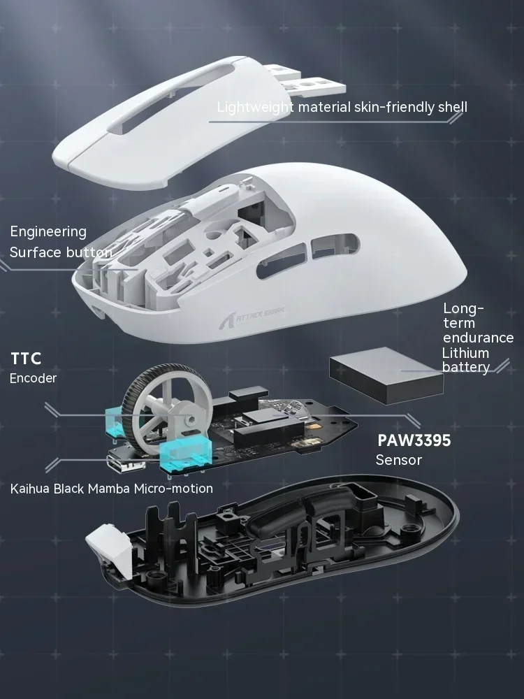 Imagem -06 - Lightpeso Ergonomic E-sports Gaming Mouse Ataque Tubarão x6 Modo Tri Acessório para Gamer Computador Office Man Gift Paw3395