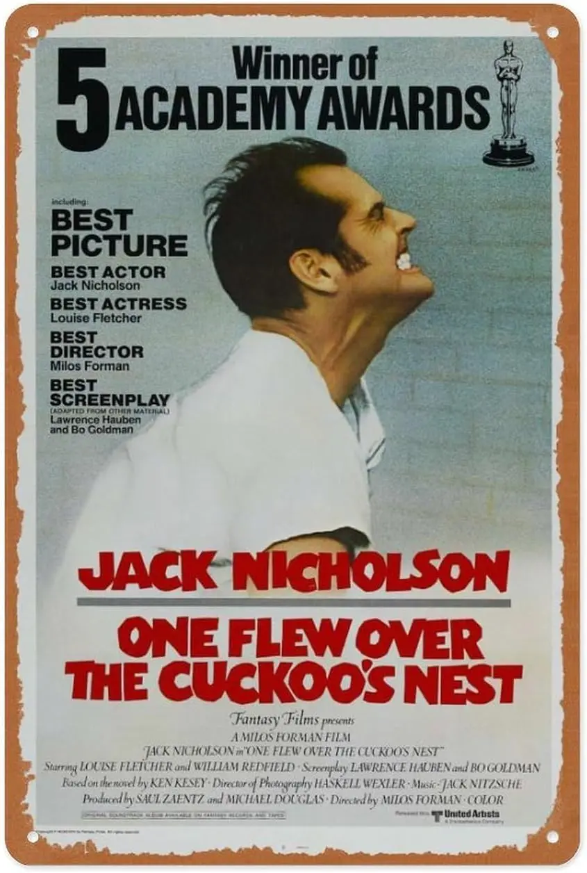 Vintage Metal Sign - One Flew over The Cuckoo's Nest - 8x12 Inch Wall Art for Home Bar Decor